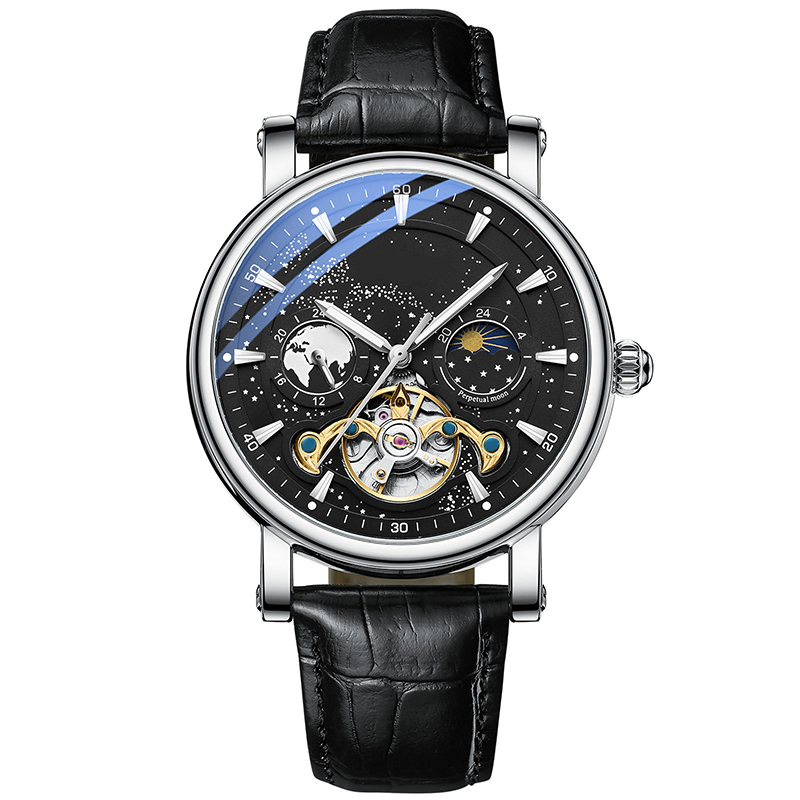 đ„Lyxig automatisk Luminous Starry Sky-klocka för mĂ€n
