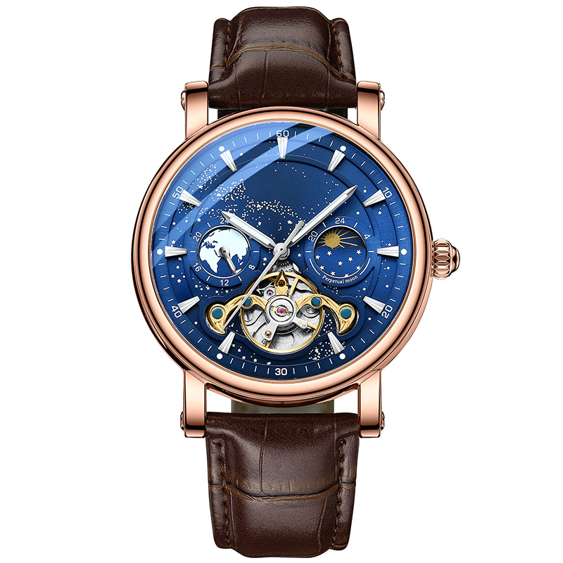 đ„Lyxig automatisk Luminous Starry Sky-klocka för mĂ€n