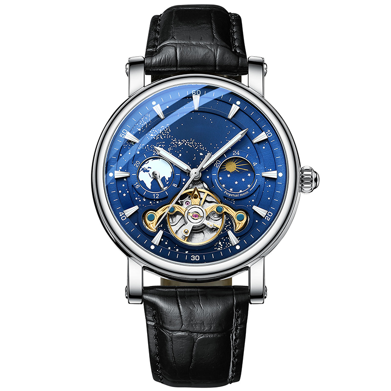 đ„Lyxig automatisk Luminous Starry Sky-klocka för mĂ€n
