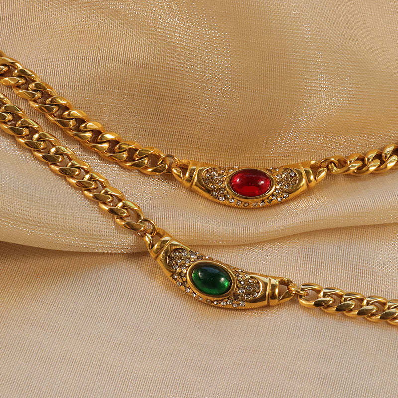 đ„Shiny Zircon Pendant Necklace in Stainless Steel