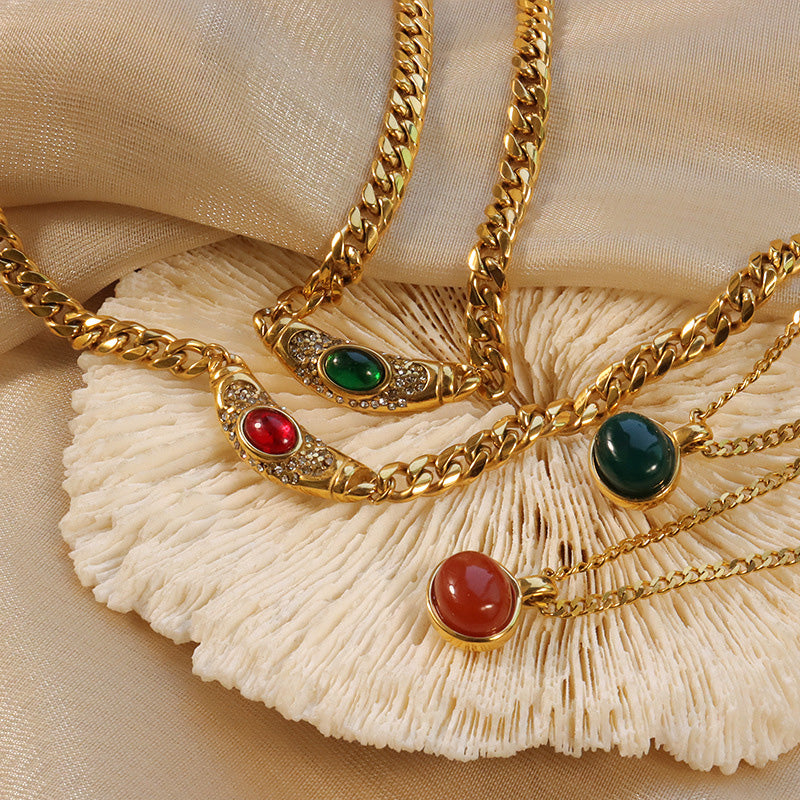 đ„Shiny Zircon Pendant Necklace in Stainless Steel