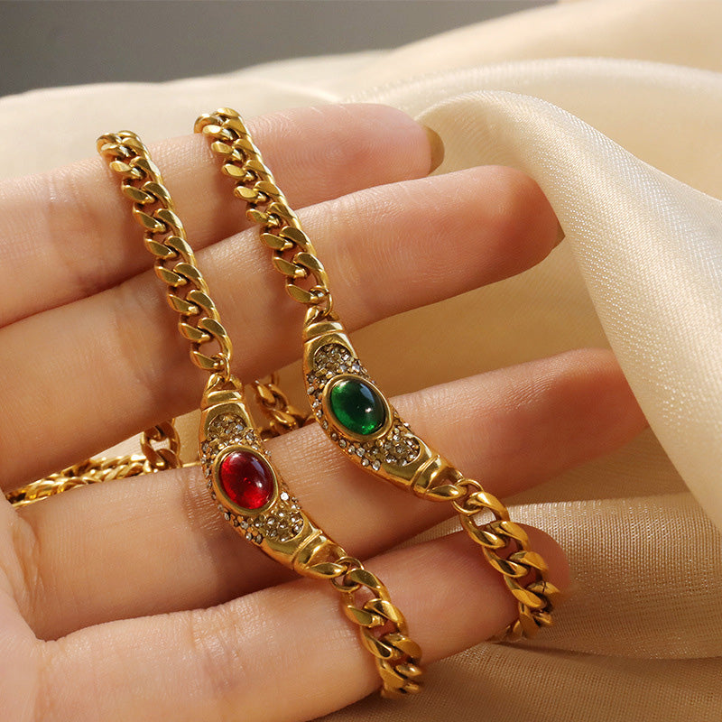 đ„Shiny Zircon Pendant Necklace in Stainless Steel