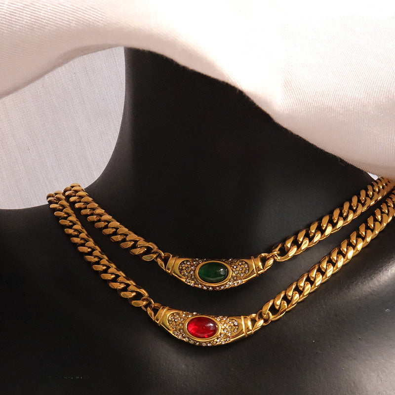 đ„Shiny Zircon Pendant Necklace in Stainless Steel