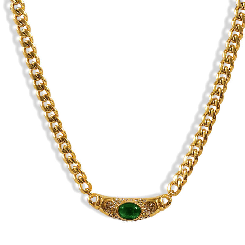 đ„Shiny Zircon Pendant Necklace in Stainless Steel