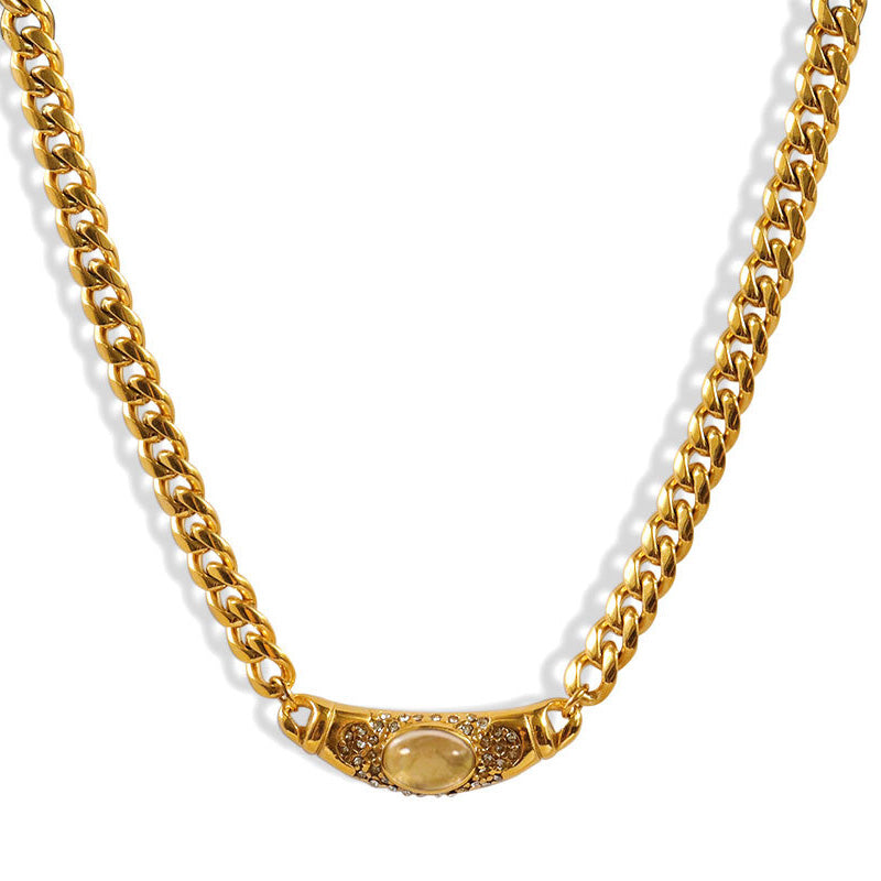 đ„Shiny Zircon Pendant Necklace in Stainless Steel