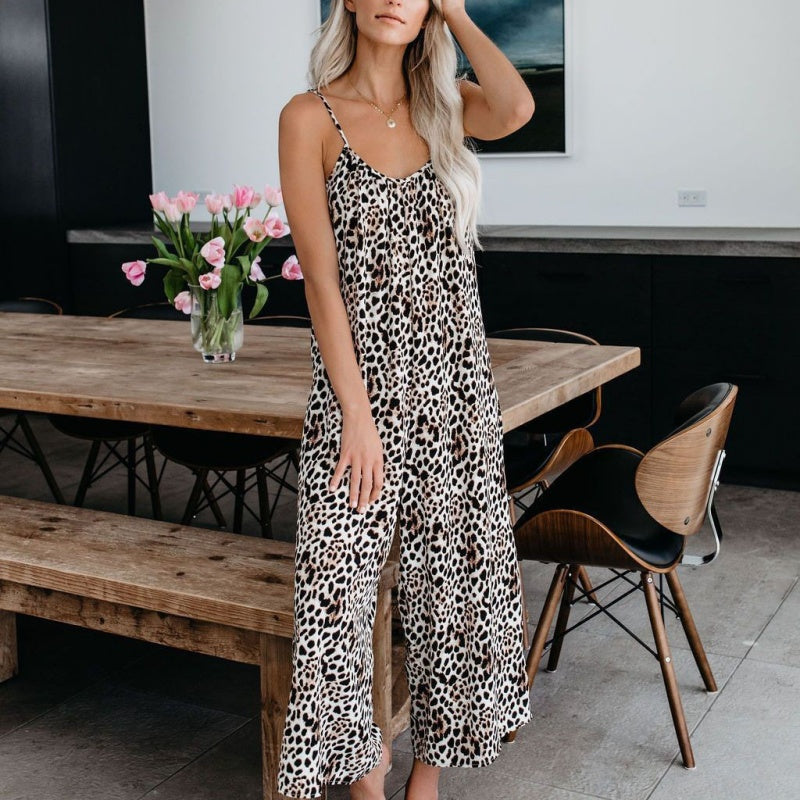 đHot Summer Sale 50% rabatt âïžDammode Spaghetti Strap Tryckt Jumpsuit
