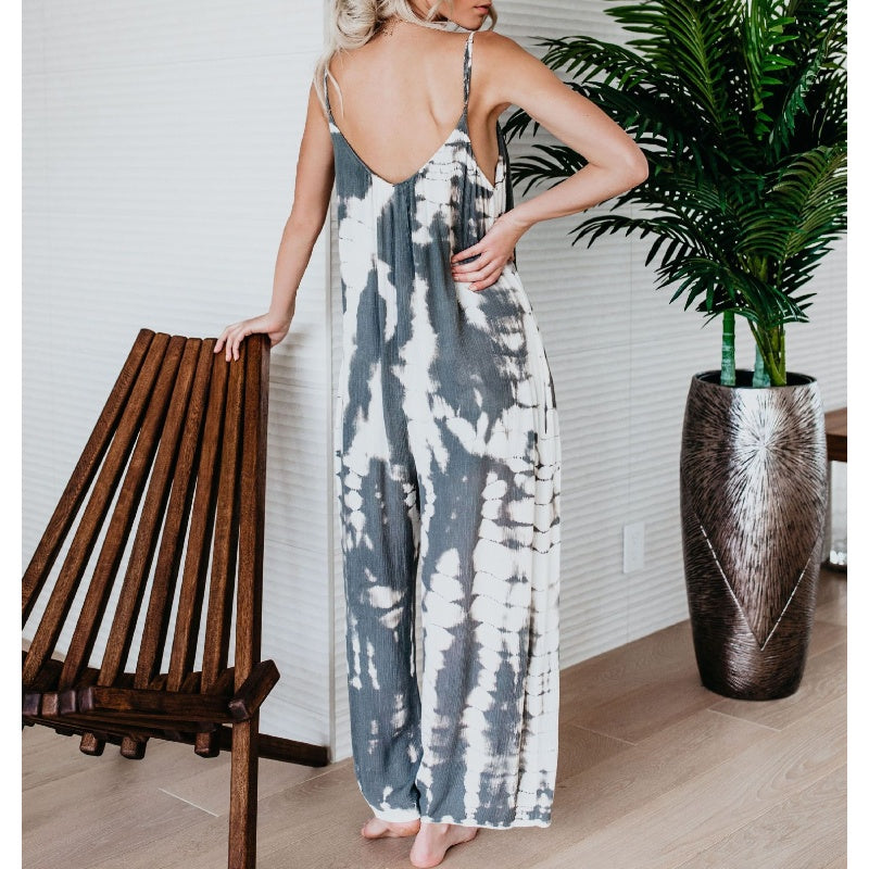 đHot Summer Sale 50% rabatt âïžDammode Spaghetti Strap Tryckt Jumpsuit