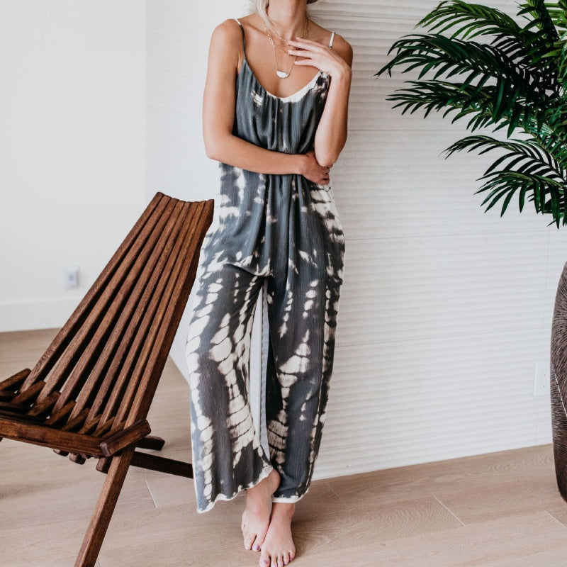 đHot Summer Sale 50% rabatt âïžDammode Spaghetti Strap Tryckt Jumpsuit