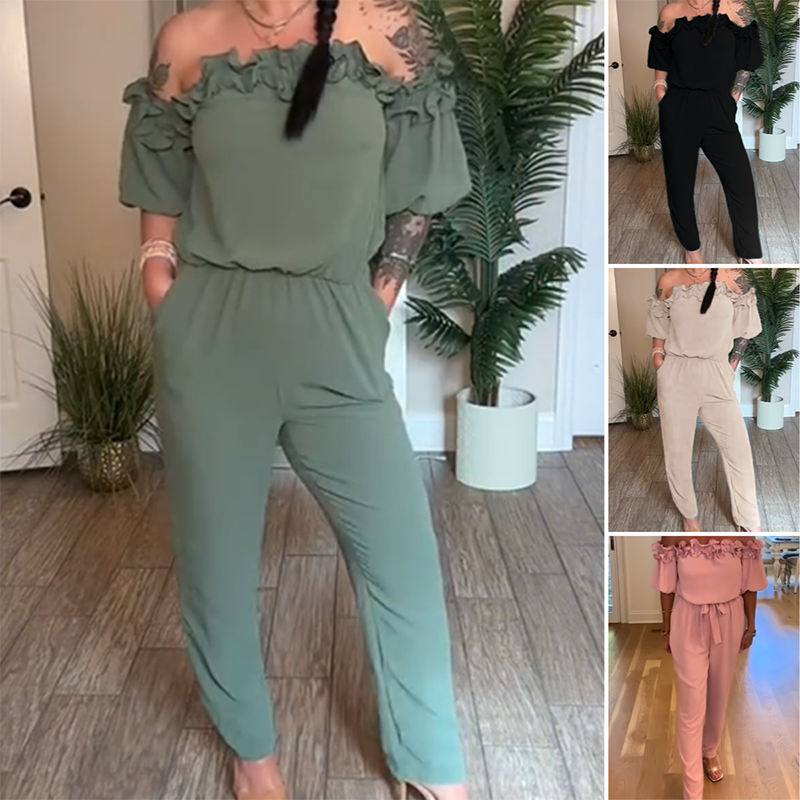 đSummer Sale 50% OFFđčOff-Shoulder Jumpsuit med Volangdetalj