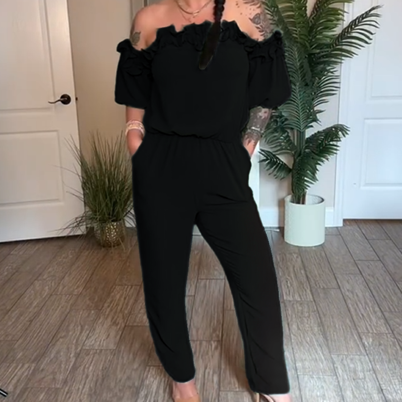 đSummer Sale 50% OFFđčOff-Shoulder Jumpsuit med Volangdetalj