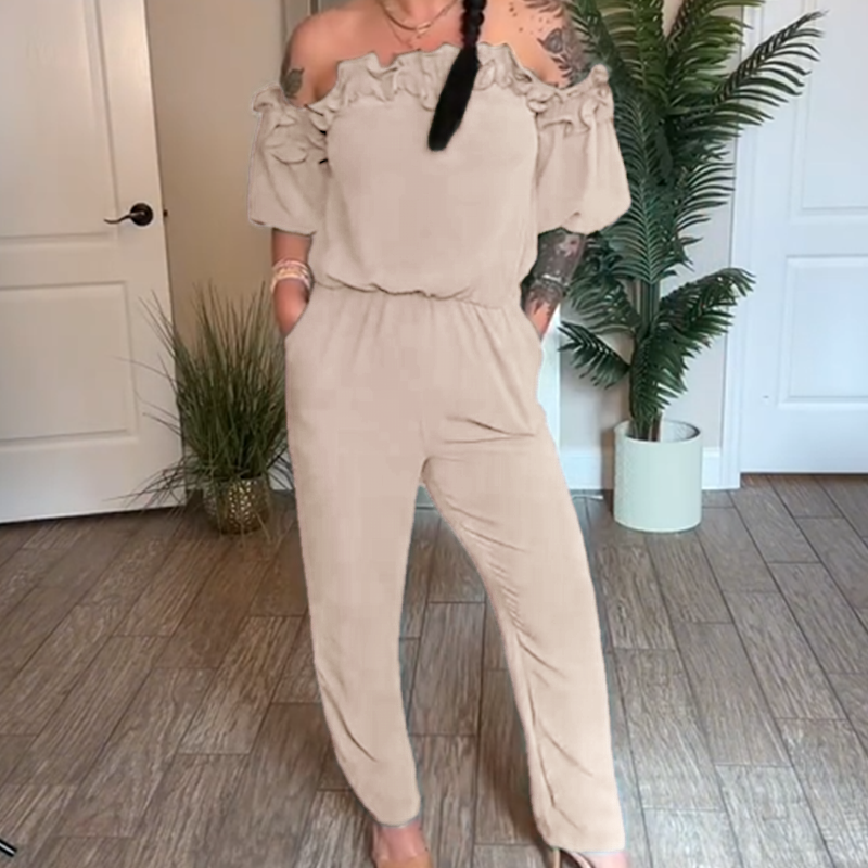 đSummer Sale 50% OFFđčOff-Shoulder Jumpsuit med Volangdetalj