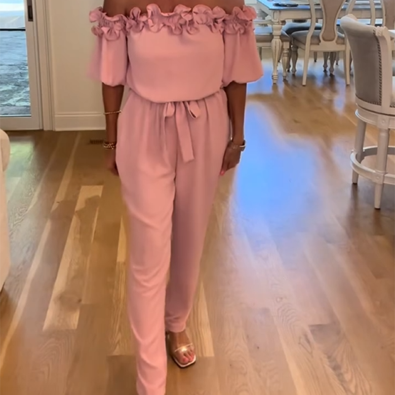 đSummer Sale 50% OFFđčOff-Shoulder Jumpsuit med Volangdetalj