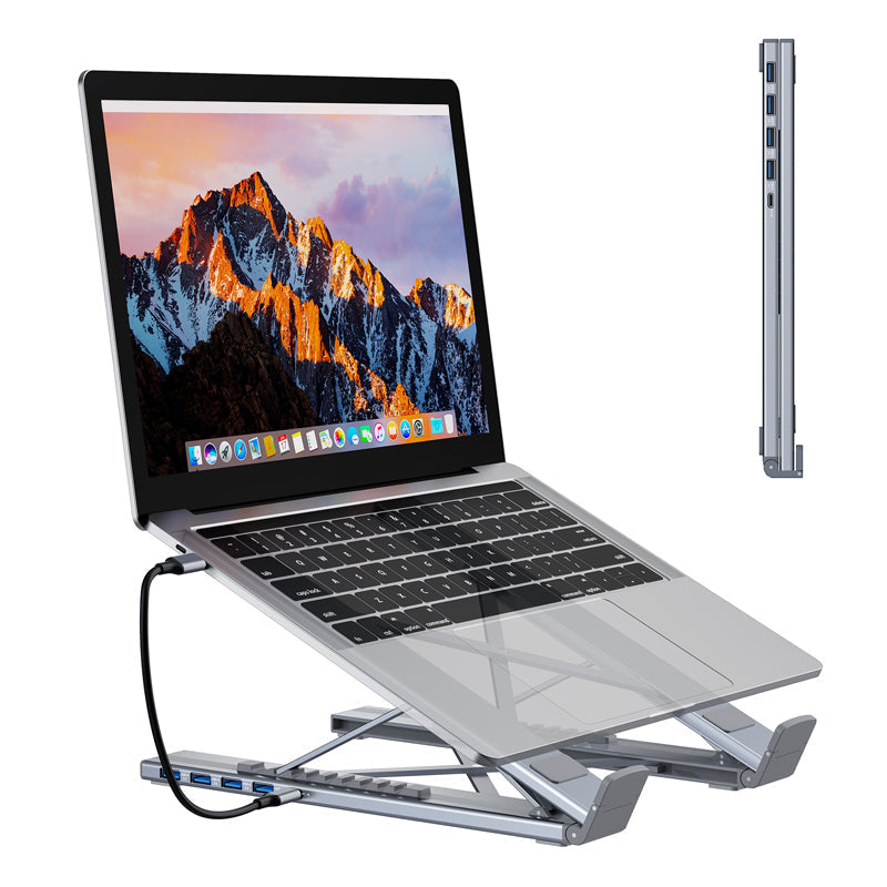 đ» 50% RABATT đ | USB-C Dockningsstation med LaptopstĂ€ll â 8-i-1, 4K HDMI & Snabbladdning