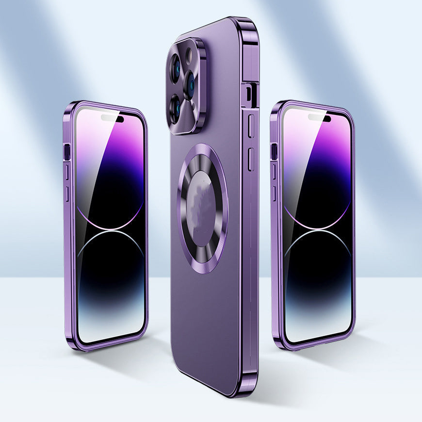 đ„Dubbelsidigt magnetiskt telefonskal med elektroplĂ€terat glas