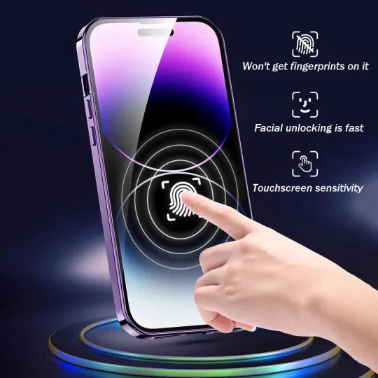 đ„Dubbelsidigt magnetiskt telefonskal med elektroplĂ€terat glas