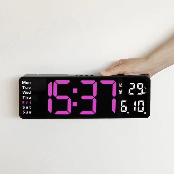 ⚡13" stor digital klocka med temperatur, datum, automatisk sommartid, nattbelysning, automatisk ljusstyrka