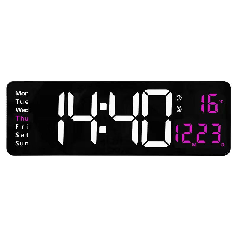 ⚡13" stor digital klocka med temperatur, datum, automatisk sommartid, nattbelysning, automatisk ljusstyrka
