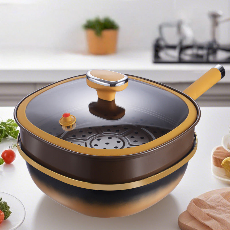 ⏳Tidsbegränsad special⏰12-tums non-stick-gryta i titanlegering med lock