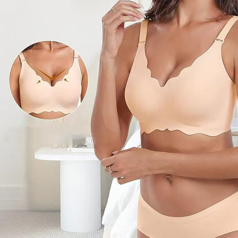 âš1+1 gratisđ„Djup V-ringning Push-up bh utan bygel och sömmar