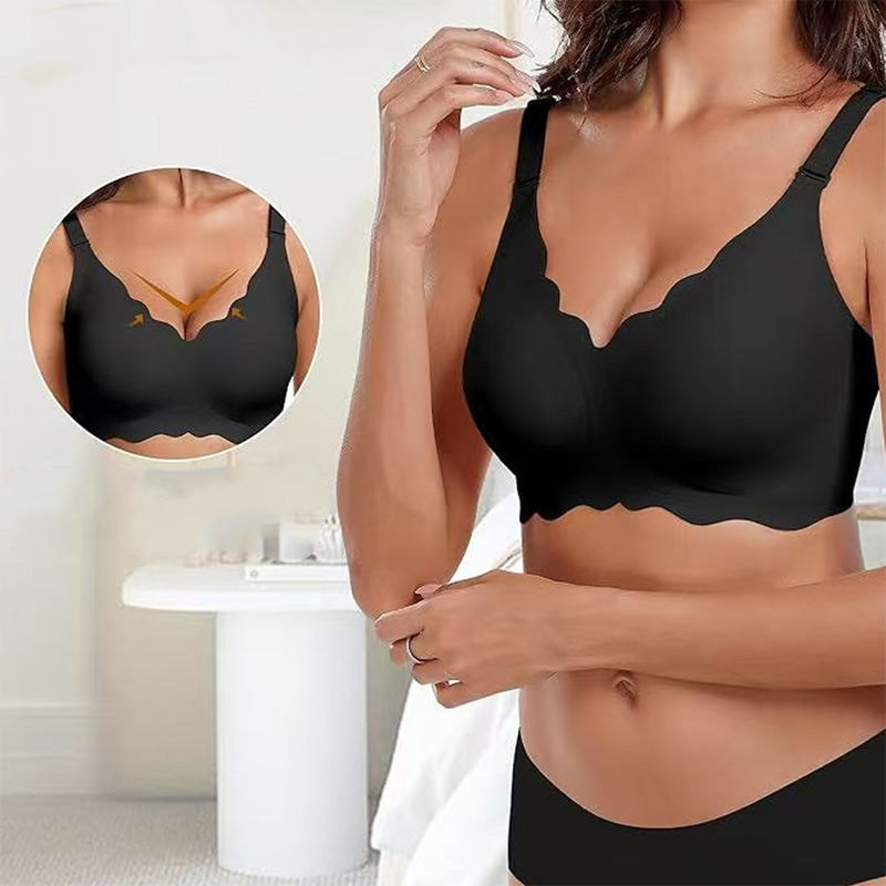 âš1+1 gratisđ„Djup V-ringning Push-up bh utan bygel och sömmar
