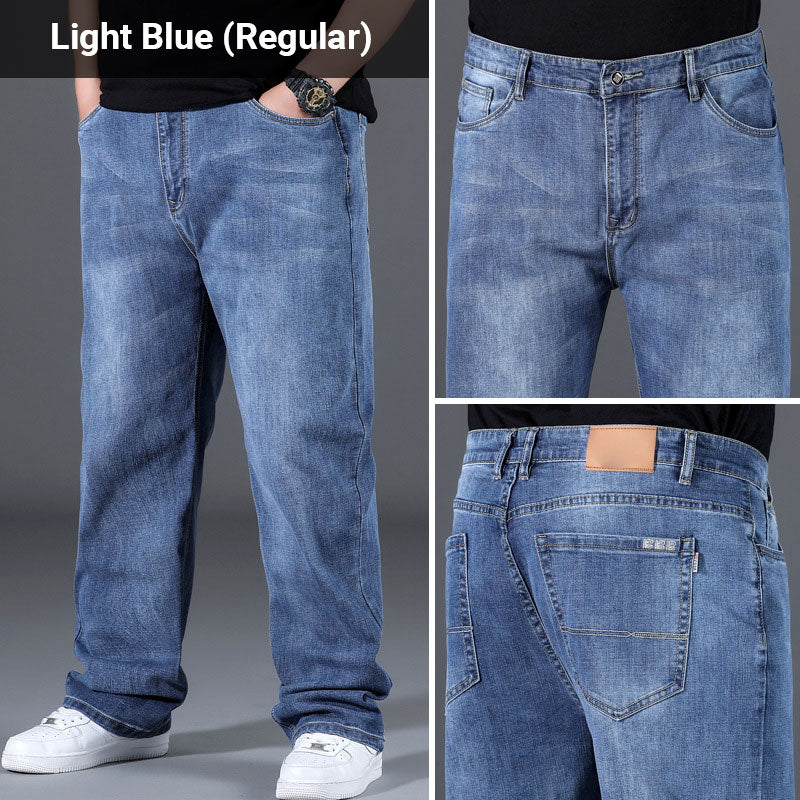 đ„Snygga, lösa jeans med hög stretch och raka ben
