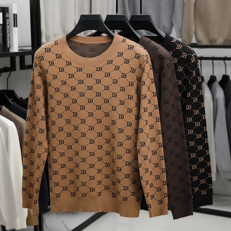 Trendig långärmad slim fit-tröja med tryck för män