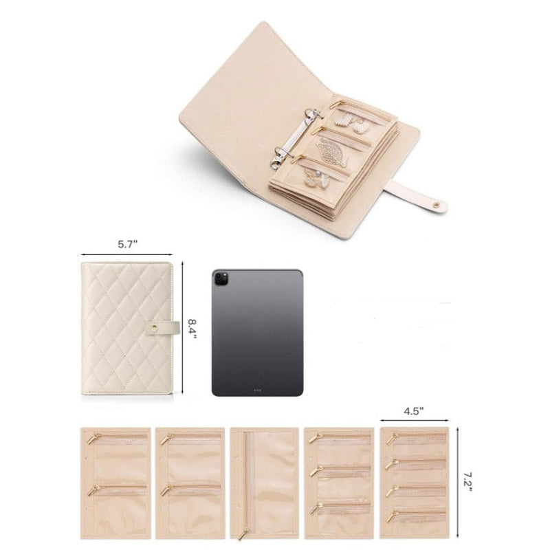 Elegant bärbar förvaringspåse för smycken med rutmönster