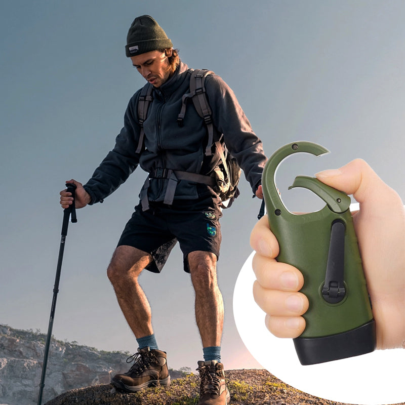 Utomhus nödlampa (handvev + sol + USB-laddning)