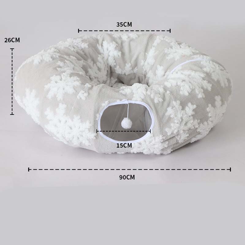 2-in-1 Foldable Indoor Soft Round Cat Tunnel Bed