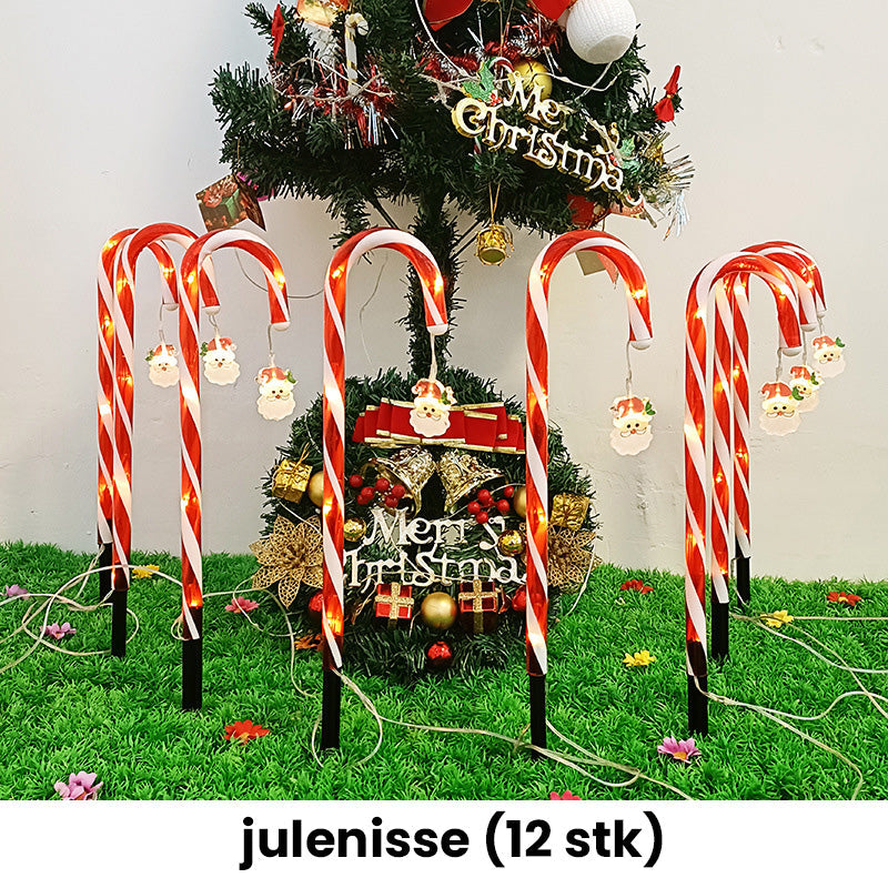 🔥Solcellsdrivna juldekorationer: godisstavslampor