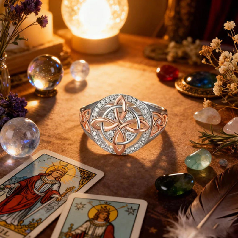 Elegant 2-Tone Celtic Knot Zircon Ring