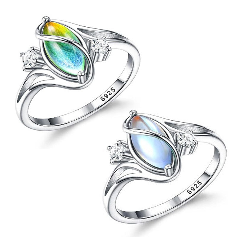 ✨💍60 % RABATT🔥 Geometrisk oval månstensring med zirkoniadetaljer – Mystisk, glittrande och tidlöst elegant! 🌙✨