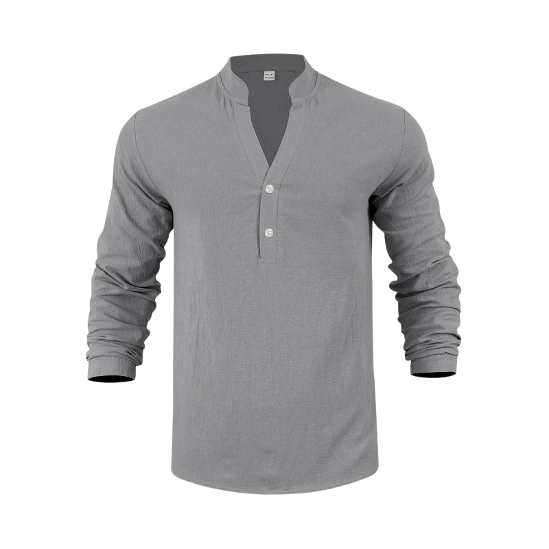 đ„đNyhet 50 % RABATTđ„Avslappnad Henley-t-shirt för mĂ€n