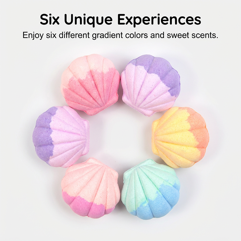 6 förpackningar Kids Shell Bath Bombs med överraskningssmycken inuti