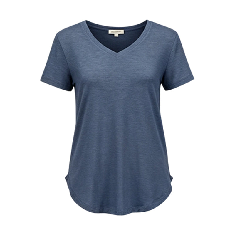 Casual T-shirt med V-ringning och korta ärmar för damer
