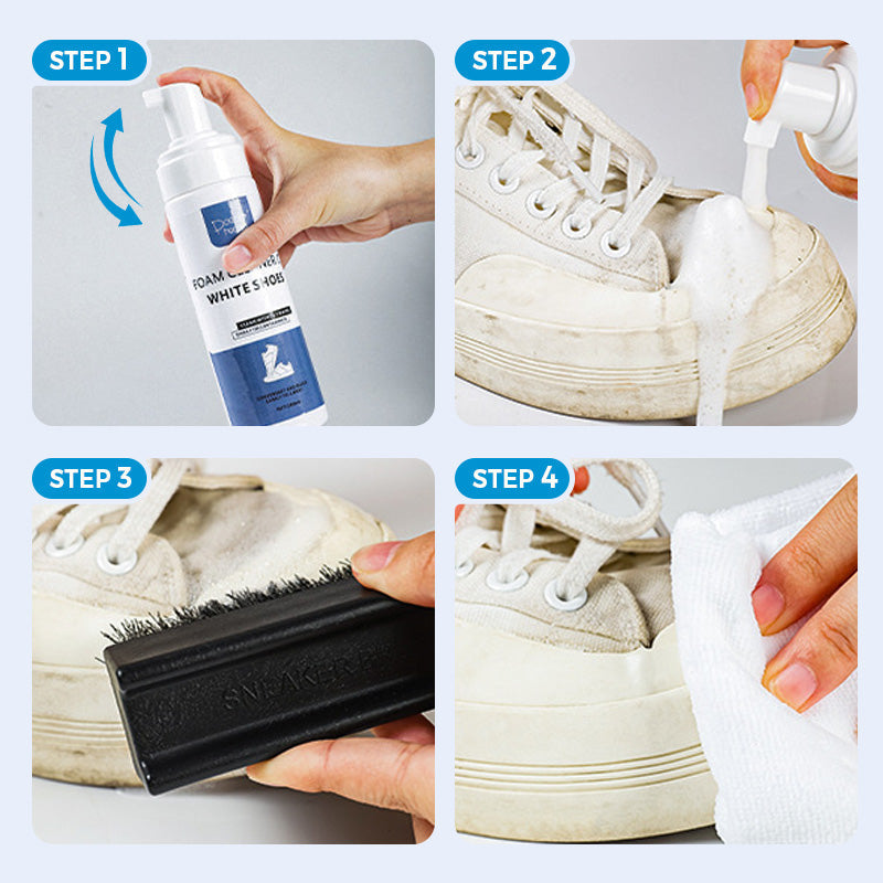 3-delat rengöringsset med skum för skor – perfekt för vita sneakers – med borste, duk och torrrengöringsmedel – i färgglad förpackning👟🧽