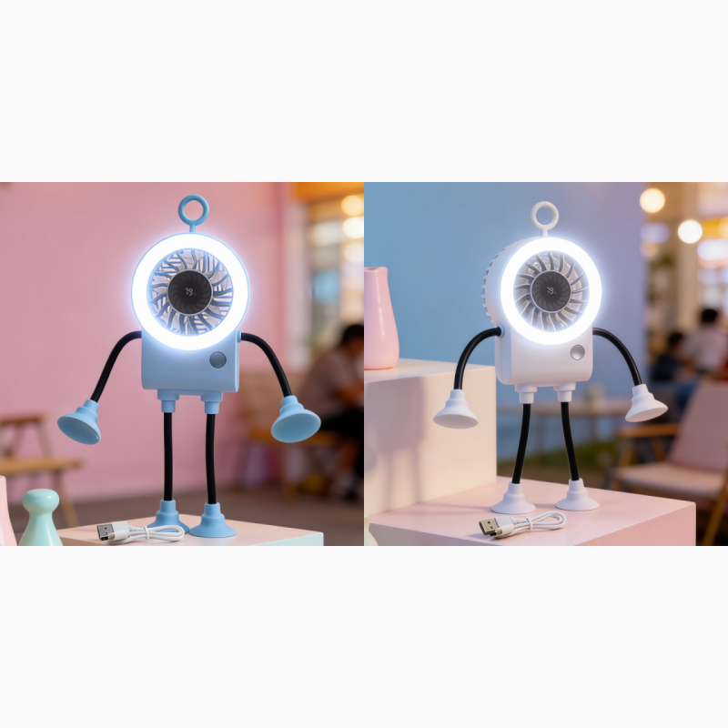đ€ 50% RABATT NU! đš Flexibel Robot SkrivbordsflĂ€kt med LED-ljus â Böjbara Lemmar, Digital Display & Type-C Laddning â Söt Kylningskompis đ