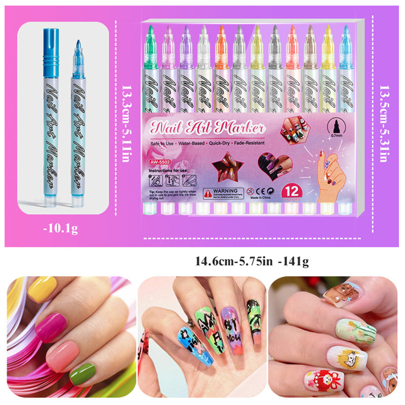 đš50 % RABATT NU!đ
12-fĂ€rgade akrylpenna för nagelkonstâšlivfulla pigment, fina spetsar och enkla DIY-mönsterđïž