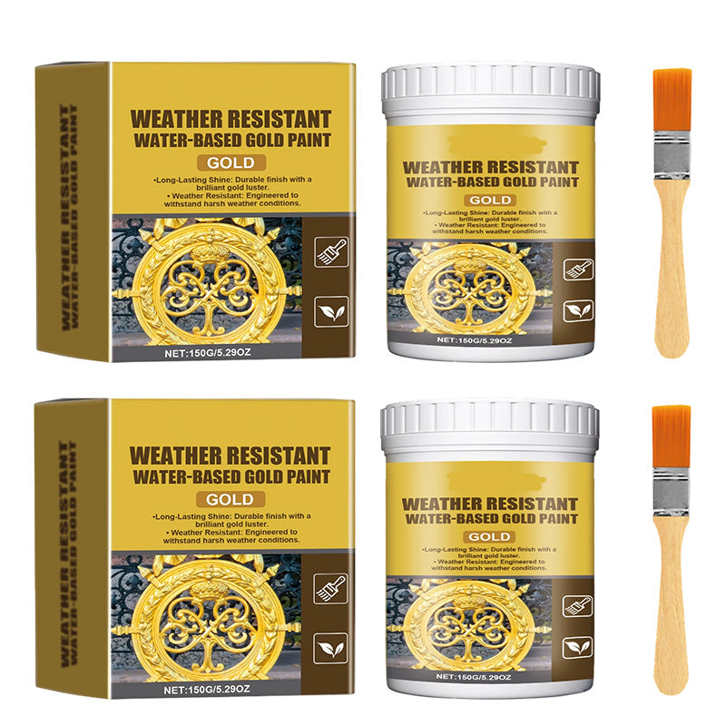 âš 50% RABATT NU! đš VĂ€derbestĂ€ndig vattenbaserad guldfĂ€rg â strĂ„lande metallisk finish, tĂ„l utomhus & enkel applicering â perfekt för grindar, möbler och DIY âš