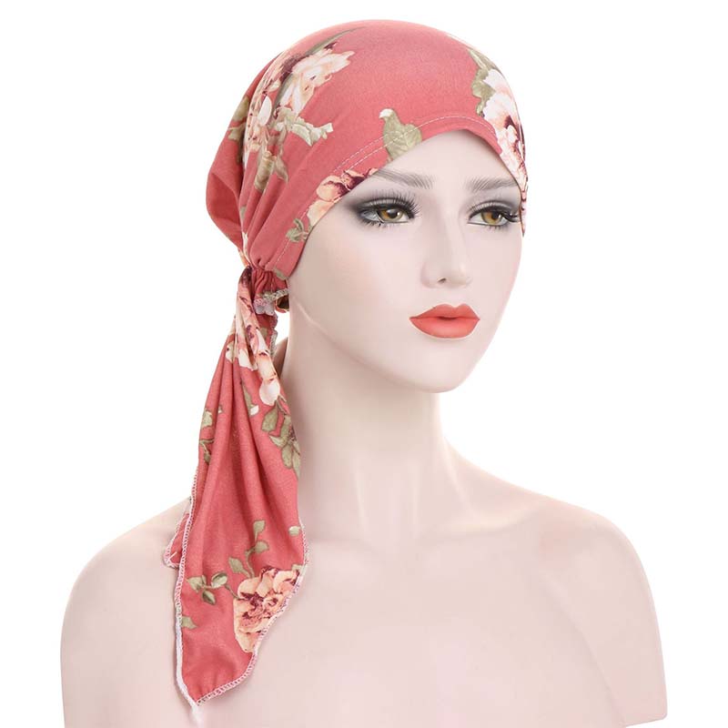 ⏳Begränsad tid – 50% rabatt⏰Kvinnors blommiga förknutna huvudscarf