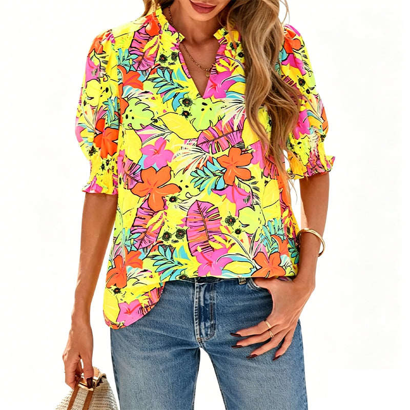 👚 50 % RABATT NU! 🌸 Avslappnad blommig skjorta – mjukt tyg, ledig passform & perfekt för vardag, jobb & fika ☕