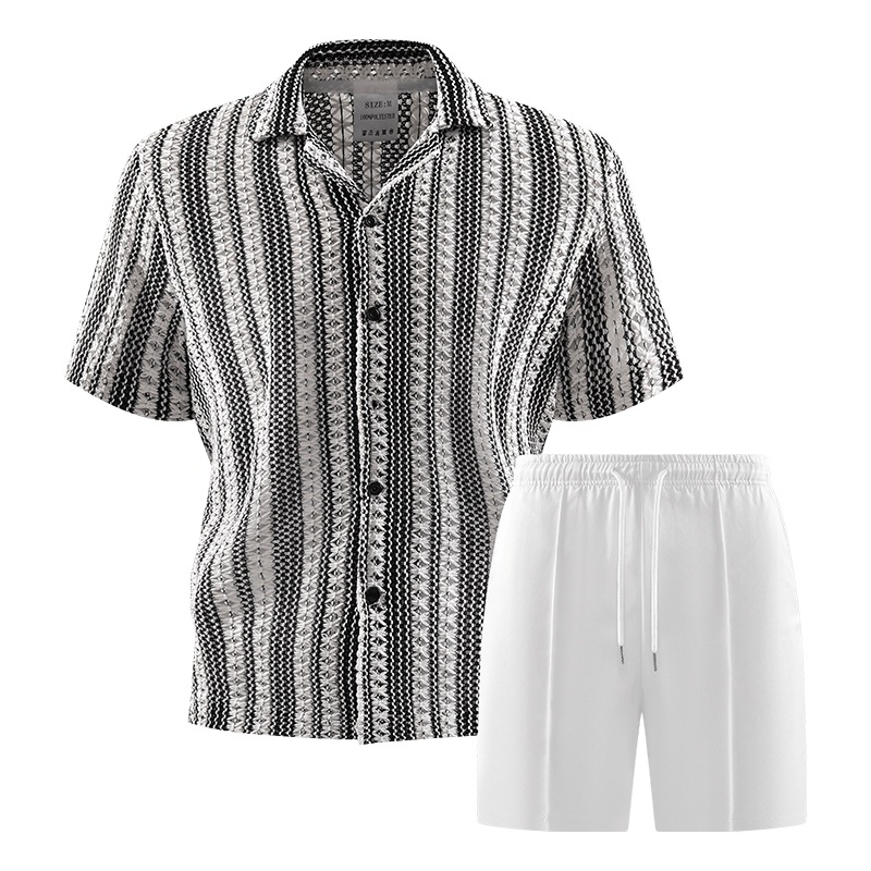 Herr Casual Kortärmad Skjorta och Shorts Set