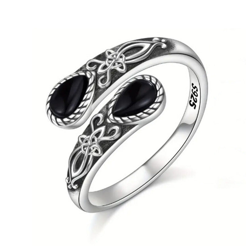 ⏳Tidsbegränsad 50% rabatt⏰Vintage justerbar öppen ring med droppformad glödande zirkon💧💍