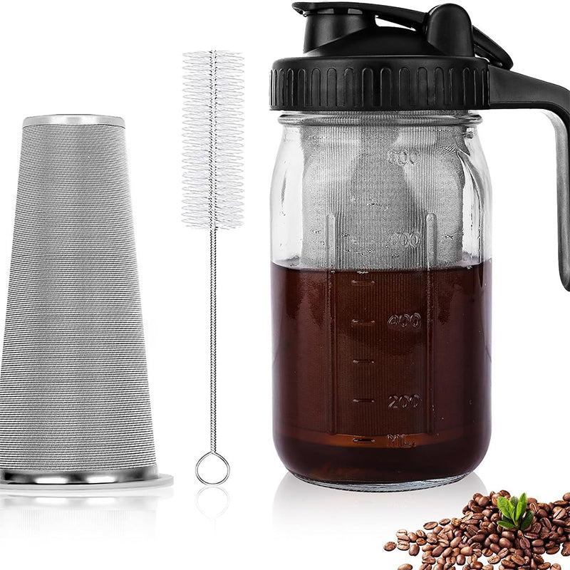 đ§ Kallbryggd kaffebryggare â med tĂ€tt lock, brygg smooth cold brew över natten, mindre syra & fylligare smak, perfekt för varma dagar đż