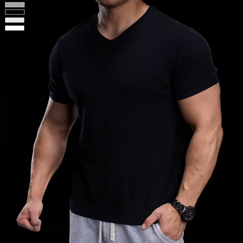🦶 Andningsbar V-ringad Stickad T-shirt
