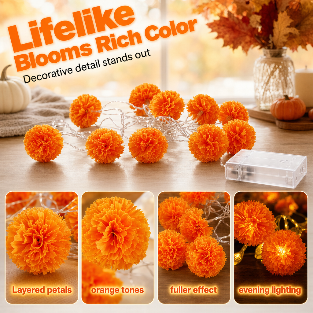 đ„đNyhet 50 % RABATTđ„đâš Halloween LED-Ljusslinga med Ringblommor â Skapa Magisk HöststĂ€mning Inomhus & Utomhus