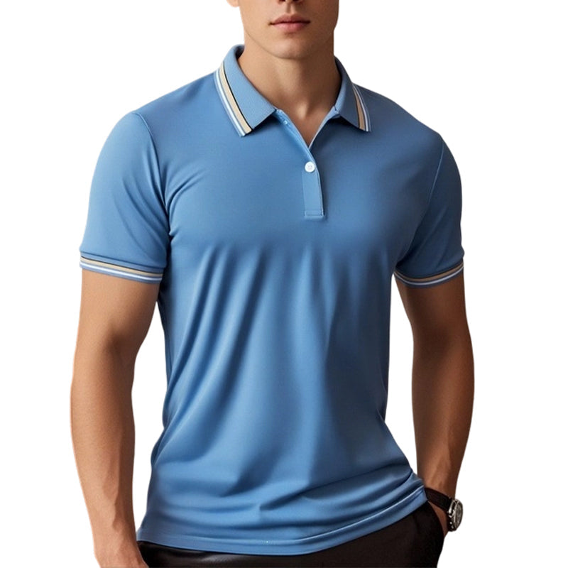 đąđą50% RABATT!! â°Herr Mode Kontrastkrage Snabbtorkande KortĂ€rmad T-Shirt