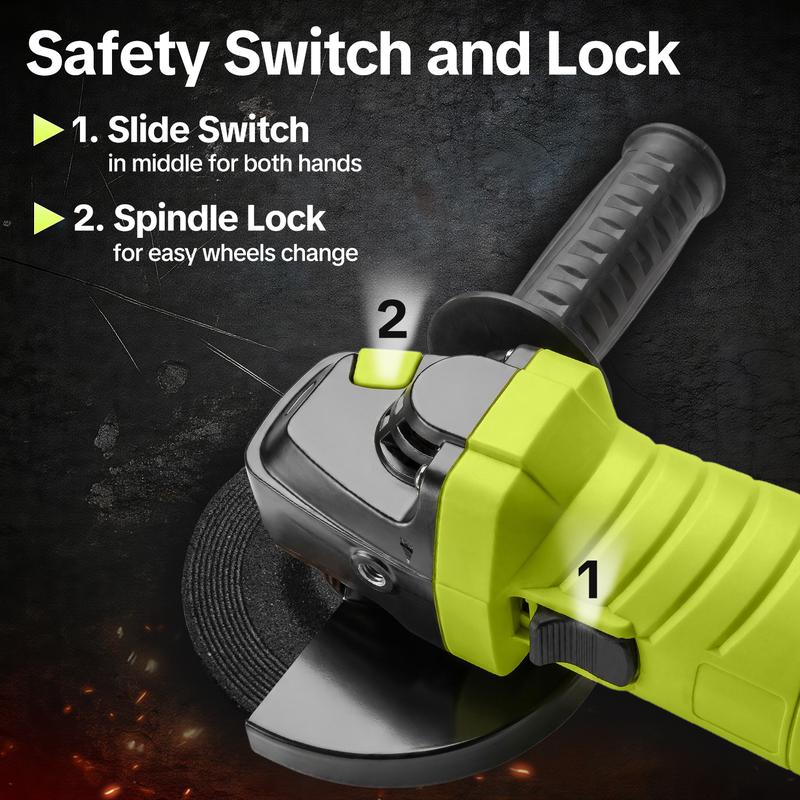 ⚡ SEESE 5-tums 8-ampers vinkelslip – 6-stegs steglös hastighetsreglering, 11 000 varv/min 🛠️ 🔧 Inkluderar skärskivor, lamellskiva och extra handtag 💪 Perfekt för kapning, slipning, polering och rostborttagning