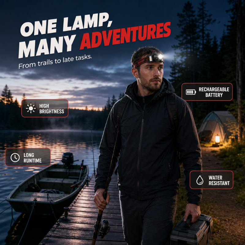 đĄ 50 % RABATT NU! đŠ Uppladdningsbar LED-pannlampa med rörelsesensor â perfekt för cykling, löpning och camping đ