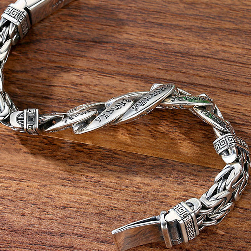 đż Spara 50 %! âš Retro Mantra-armband för mĂ€n â Design med sex stavelser, snyggt och meningsfullt âš